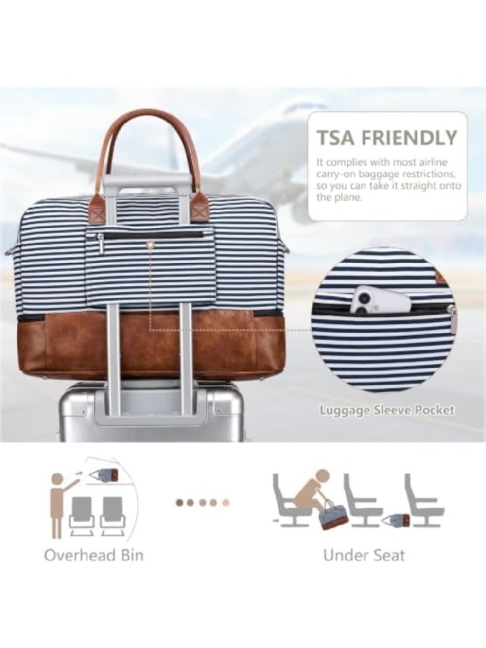 Spacious Women's Travel Weekender Duffle Bag with Shoe Compartment - Perfect - Picture 6 of 6